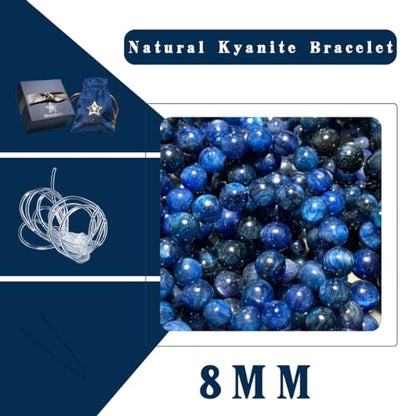 Single-pack of pure gemstone bracelets… - color: Kyanite-8MM