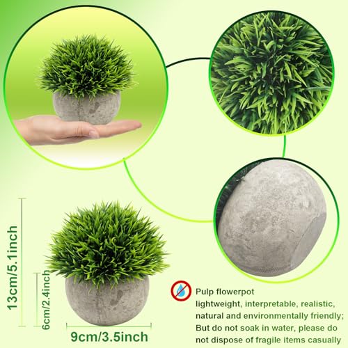 Mini Artificial Plants, 2 Pcs Fake Plants for Bathroom/Home Office Decor, Small Artificial Faux Greenery for House Decorations