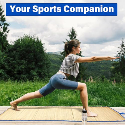Straw Beach Mat Non Slip Straw Foldable Lightweight Multi-Purpose Mat for Sunbathing Floor Yoga Picnics Camping Party Festivals Outdoor Activities