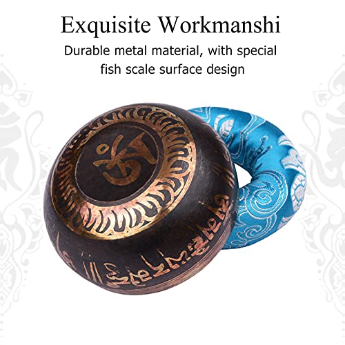 Tibetan Singing Bowl Set with 9.5cm/3.7inch Handmade Metal Sound Bowl & Soft Cushion(Random Color Delivery) & Wooden r for Meditation Sound Chakra Healing Yoga Relaxation