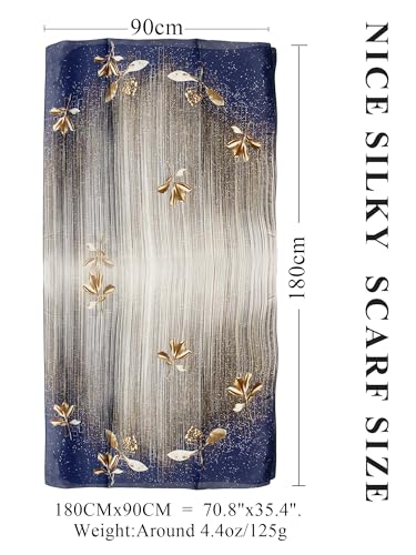 Large Shawl Scarf For Women Lightweight Wraps Silky Headscarf Long Sunscreen Scarfs - color: T11 Elegant Silver Tassels / 70"x 35"
