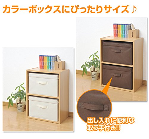 Yamazen YTCF-2PF(BR) Storage Box with Lid, Width 15.0 x Depth 9.8 x Height 9.8 inches (38 x 25 x 25 cm), Handle Included, Color Box Compatible, Finished Product, Brown, Set of 2 - color: Braun
