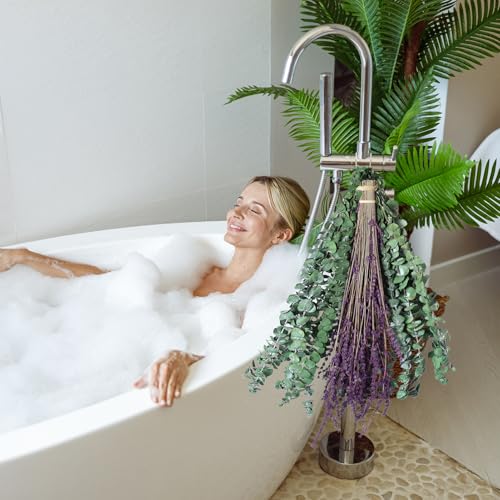 Real Eucalyptus for Shower Hanging Dried Eucalyptus Stems for Shower with Natural Real Live Lavender Bundle 17'' - size: Eucalyptus and Lavender Bundle
