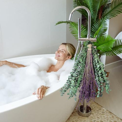 Real Eucalyptus for Shower Hanging Dried Eucalyptus Stems for Shower with Natural Real Live Lavender Bundle 17'' - size: Eucalyptus and Lavender Bundle