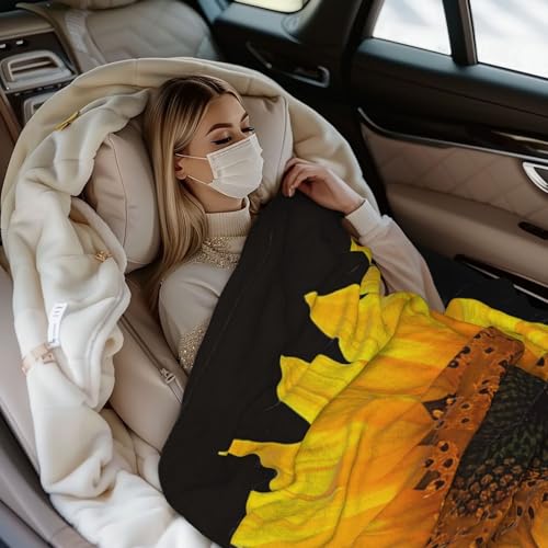 Wild Flower Sunflower Prints Throw Blanket (320g Flannel) Anti-Pilling Warm Fuzzy Blankets for Bed Sofa Couch Travel 40x30 Inch - color: Wild Flower Sunflower, size: 40x30 Inch