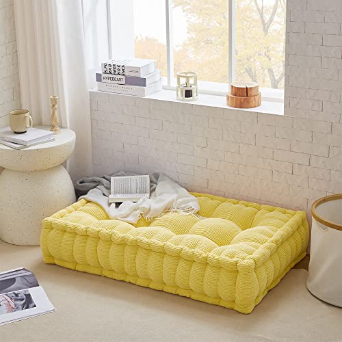 DormCo Rainha - Ultra Thick Tufted Floor Pillow - Yellow - color: Yellow