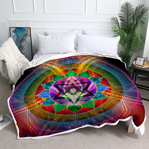 Chakra Throw blanket | Meditation Fleece Blanket | Soft | Ray Of Love (Small) - size: Small