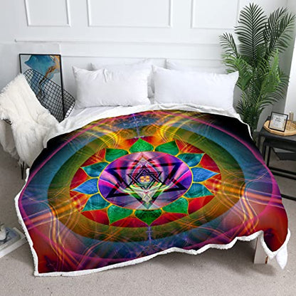 Chakra Throw blanket | Meditation Fleece Blanket | Soft | Ray Of Love (Small) - size: Small