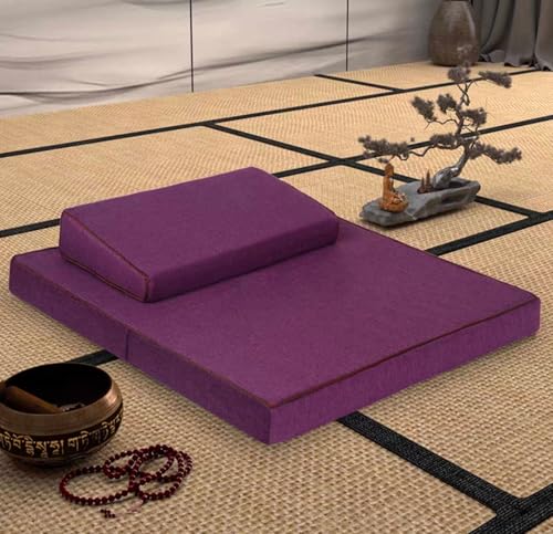 Meditation Mats,Futons, Household Folding, Thickened Fabrics, Coconut Palm, Kneeling Mats(Size:28x28inch,Color:Purple1) - color: Purple1, size: 28x28inch