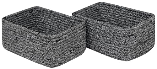 CubesLand Mixed Black Baskets Bins for Organizing,Small Woven Storage Baskets for Shelves,Cute Closet Cube Bins Set 2,Baby Nursery Cube Organizer Toys Basket Bin,Home Decor Organization Bins - color: Mixed Black, size: 2pcs-small basket