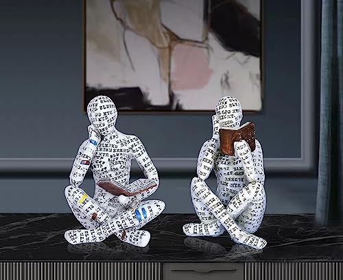 Pulp Reading Women Figurine Decor Thinker Statue Modern Abstract Art Sculpture Resin Collectible Reading Figurines for Living Room Desk Table Bookshelf Shelf Office Desktop Home Decoration (style 4) - style: Style 4