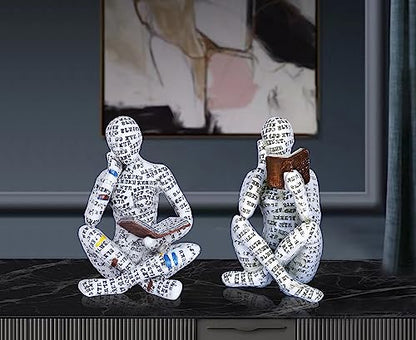 Pulp Reading Women Figurine Decor Thinker Statue Modern Abstract Art Sculpture Resin Collectible Reading Figurines for Living Room Desk Table Bookshelf Shelf Office Desktop Home Decoration (style 4) - style: Style 4