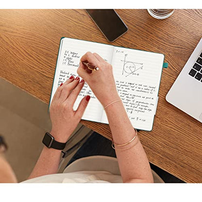Hardcover Journals 200 Pages, Leather Lined Journal Notebooks, A5 College Ruled Thick Classic with Pen Loop Notebook Journals for Writing, for Men Women Office School, 5.75'' X 8.38'', Green - color: Green