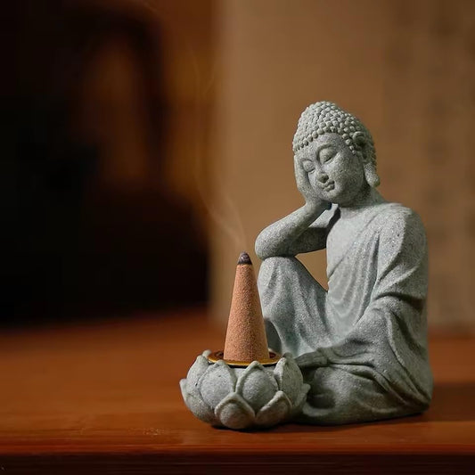 Household Aromatherapy Decorations New Chinese New Ornaments Living Room Zen Tea Desktop Crafts Small Sitting Buddha Sculpture (B) - color: B