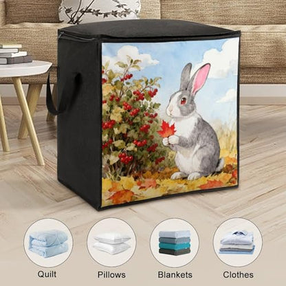Fall Animal Storage Bag Portable Closet Organizer Storage Bags Quilt Storage Bags with Zippered Breathable Storage Bag with Carry Handles for Blanket Pillow Bedding