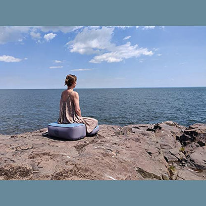 Modern Comfort Inflatable Meditation And Yoga Cushion Set by ZenGo™ - Seat (Zafu) + Mat (Zabuton)⎟ Yoga Bolsters - Two Sizes⎟ Includes Multi-Use Inflator ⎟ Indoor and Outdoor Use ⎟High Seat [5.5”-9”] - size: High Seat [9”]