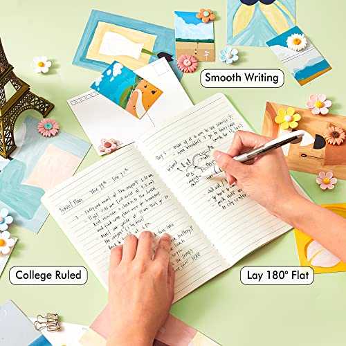 feela 8 Pack Soft Cover Journal Bulk, Notebooks College Ruled for Work, Lined Travel Journal for Women Men, Note Taking Notebook School Supplies Business Writing, 8.2” x 5.5”, A5, Light Green - color: 8 Light Green