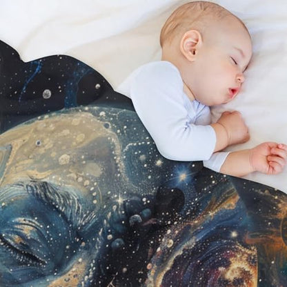 Abstract Space Meditation Throw Blanket for Couch Bed, Soft Cozy Moon Star Planet Indian Yoga Sofa Decor Blankets for Women, Men, 40"x50"