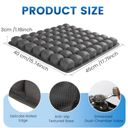 JOYMAY Travel Seat Cushion Inflatable Seat Cushion 56 Ergonomic Air Cell 3D Air Seat Cushions Adjustable Inflatable Portable Airplane seat Cushion for Wheelchair, Car, Office, Home Living (Grey)