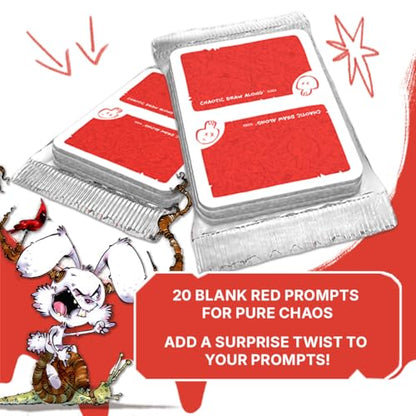 Chaotic Draw Along - Booster Pack (20 Chaotic Blank Red Cards) - Prompt Deck Expansion - Creative Art Blanks, Drawing Inspiration, Blank Cards for Your Own Prompts