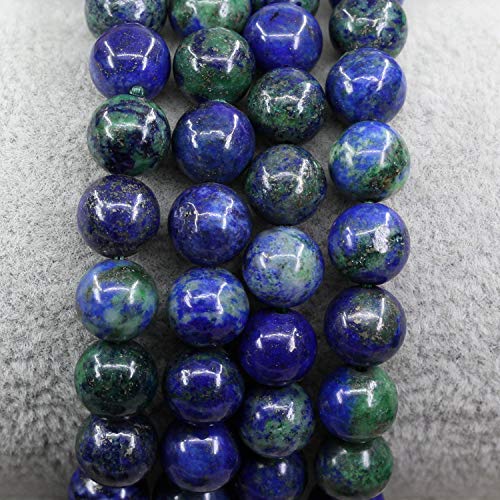 Keleny Gem Semi Precious Gemstones 8mm Natural Stone Round Beads Rock Crystal Jasper Stretch Bracelet 7 Inch Unisex - color: Lapis Chrysocolla