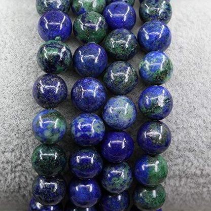 Keleny Gem Semi Precious Gemstones 8mm Natural Stone Round Beads Rock Crystal Jasper Stretch Bracelet 7 Inch Unisex - color: Lapis Chrysocolla