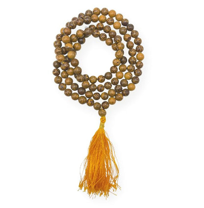 GEMSCITE Japa Mala 108 Prayer Beads Perfect for Meditation Spiritual Mala Necklace & Wrist Mala Bracelet - color: Mariyam Jasper (Calligraphy), size: Without Knots
