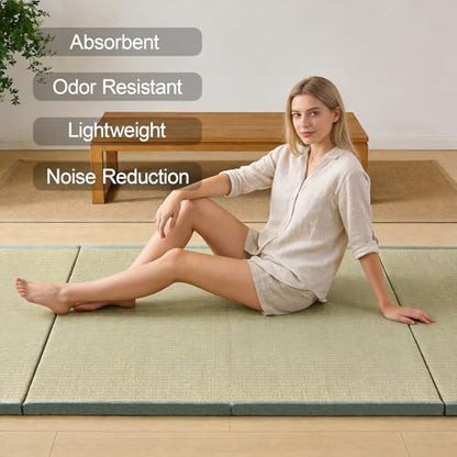 Japanese Tatami Mat, Tatami, Rug, Foldable Mattress, Roll up Rug, Japanese Floor Mattress, Floor Sleeping Japanese Futon Mattress, Meditation Yoga, Zen - size: Green 90×200×3.5cm