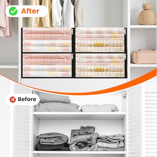 SpaceWhisper 6 Pack Clear Storage Bags, Plastic Blanket Storage Bags with Zipper and Handle, Moving Bags for Comforter, Bedding & Clothes, Closet Organizer and Under Bed Storage (17.7x15.7x7.9 Inch) - size: 17.7 x 15.7 x 7.9 Inch
