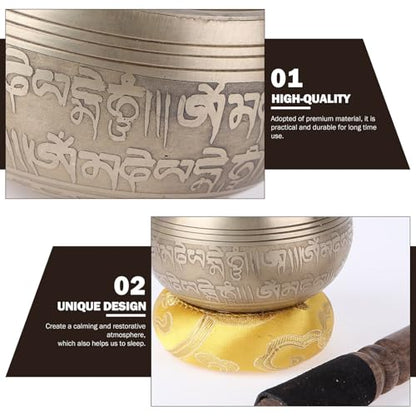 BESTonZON Tibetan Singing Bowl Spiritual Sound Bowl with Mallet and Cushion for Yoga Meditation Healing Mindfulness Portable Handheld