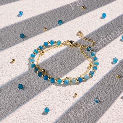 Farfume Crystal Bracelet Beaded Bracelets 4mm Natural Stone Beads Gemstone Handmade Jewelry Gift for Women - color: Apatite-Creativity