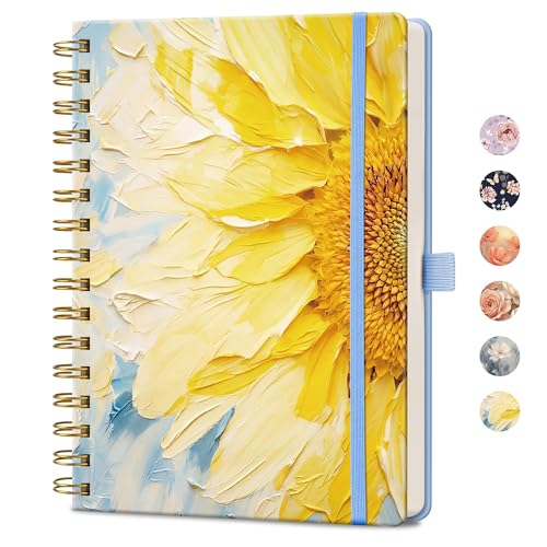 AHGXG Spiral Journal Notebook, 160 Lined Pages, A5 Medium Size (5.7'' x 8.3''), for Women, Journaling, Writing, Work & Office, Hardcover, 100 GSM Thick Paper (Vibrant Sunflower) - color: Vibrant Sunflower