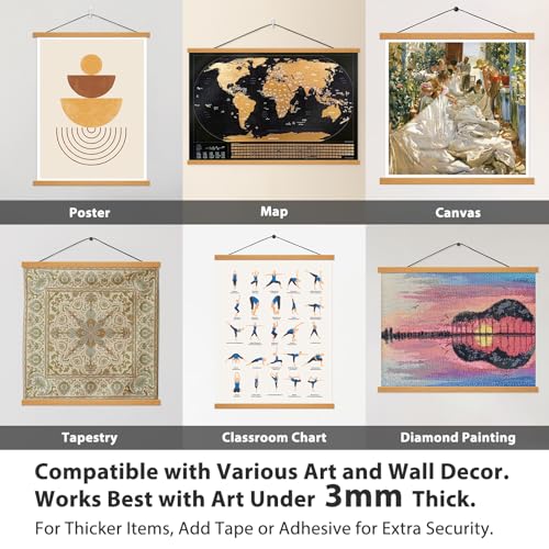 Magnetic Poster Hanger Frame, 12 Inch, Teak Wood, Fits 12x16 12x18 12x24 Prints, N52 Magnets, Clean Wall Display for Posters, Maps, Canvas & Diamond Art - color: Teak, size: 12 Inch