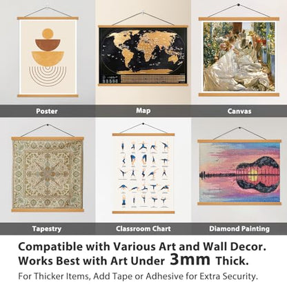 Magnetic Poster Hanger Frame, 12 Inch, Teak Wood, Fits 12x16 12x18 12x24 Prints, N52 Magnets, Clean Wall Display for Posters, Maps, Canvas & Diamond Art - color: Teak, size: 12 Inch