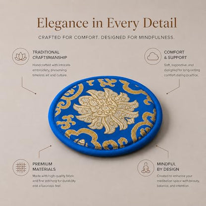 Tibetan Singing Bowl – Handcrafted Bronze Himalayan Bowl with Silk Cushion & Mallet | Made in Nepal (Serenity Cushion (Blue), Large (10 inches) - color: Serenity Cushion (Blue), size: Large (10 inches)