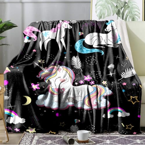Ultra Soft Fleece Blanket- Lightweight & Warm Throw Blanket for Couch, Cozy Plush Sherpa Blanket for Adults Kids, Durable & Easy Care (Unicorn, 60x80 in) - color: Unicorn, size: 60x80 IN