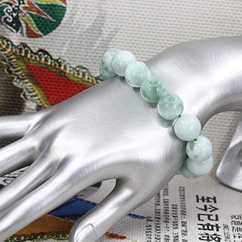 Keleny Natural Gem Semi Precious Gemstones 14mm Round Beads Crystal Stretch Bracelets 7 Inch Unisex - color: 14mm Green Angelite