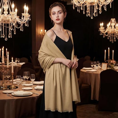 Pashmina shawls and wraps for Evening Dresses Scarf for Women Winter Shawl Wraps for Women Weedings - color: Camel
