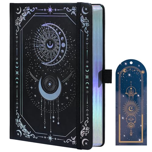 TIEFOSSI Lined Journal for Women Men, Vintage Notebooks with Bookmarks, Hardcover A5 College Ruled Notebook 316 Numbered Pages for Writing, Daily Journal for Work School, Note Taking - color: Black silver, size: Line