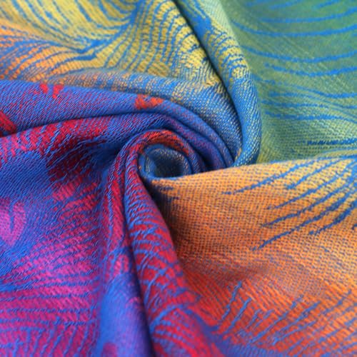 Rave Pashmina Scarf, Fashion Colorful Shawls and Wraps Soft Festival Scarves - color: B-royal Blue (Feather Pattern)