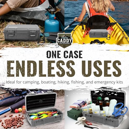Waterproof Storage Case 1.2 L Capacity – Heavy-Duty Gear Box with Foam, Carabiner & Lanyard – Crushproof, Airtight Outdoor Container for Camping, Hiking, Fishing - color: Dark Gray
