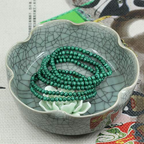 Keleny 4mm Natural Round Beads Gemstones Rock Crystal Stretch Bracelet 7 Inch Unisex - color: Green Malachite
