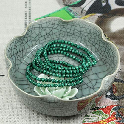 Keleny 4mm Natural Round Beads Gemstones Rock Crystal Stretch Bracelet 7 Inch Unisex - color: Green Malachite