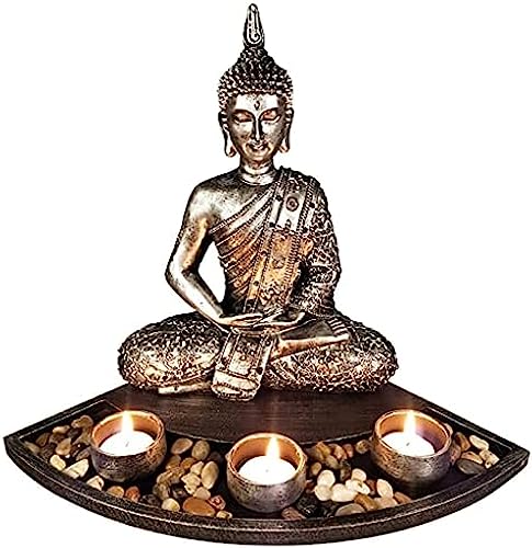 Zen Sitting Buddha Candle Holder Tealight Candlestick Coffee Table Centerpiece Teahouse Living Room Decor,Collector88