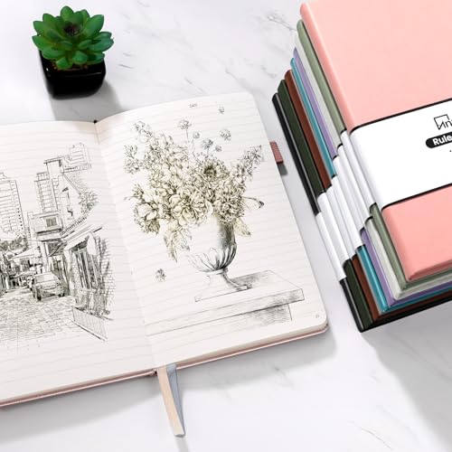 Annecy Lined Journal Notebook, Hardcover Leather Journal for Women & Men, 160 Numbered Pages, Medium 5.5" x 8.25", 100 GSM Thick Paper, Rose Gold - color: Rose Gold, style: Lined