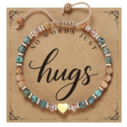 yupoxiu Inspirational Gifts for Women Birthday - Healing Natural Stone Bracelets, Thinking of You Get Well Soon Gifts for Women Friend Sister - style: K-Just Hug