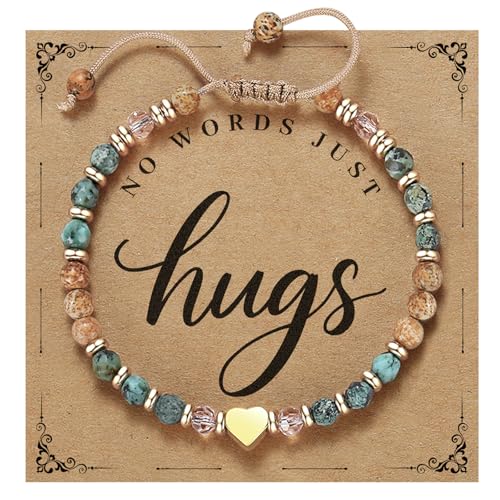 yupoxiu Inspirational Gifts for Women Birthday - Healing Natural Stone Bracelets, Thinking of You Get Well Soon Gifts for Women Friend Sister - style: K-Just Hug
