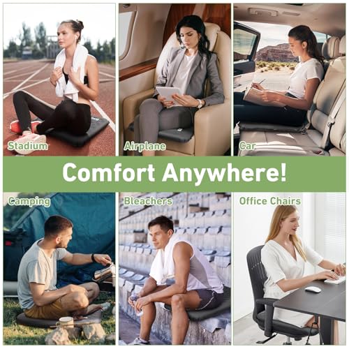 Inflatable Seat Cushion, Self Inflating Memory Foam Stadium Seat Cushion Lightweight Camping Chair Pad Airplane Cushion for Long Flights Outdoor Travel Bleacher Office Car Backpacking (Grey) - color: Gray-1pack