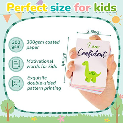 Set of 52 Kids Affirmation Flash Cards Motivational Phrase Meditation Gifts Positive Daily Affirmation Cards for Self Esteem Mindfulness Empowering and Award Focus Relaxation, 2.5 x 3.5 Inch