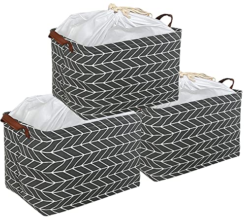 CLOCOR 3-pack Rectangular Storage Bin,Collapsible Home Organization (Grey Arrow) - color: 3 Pack Grey Arrow